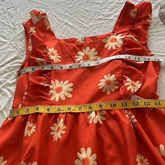 Daisy Ruffle Orange/Yellow Baby Doll Midi Sz S - Picture 7 of 12